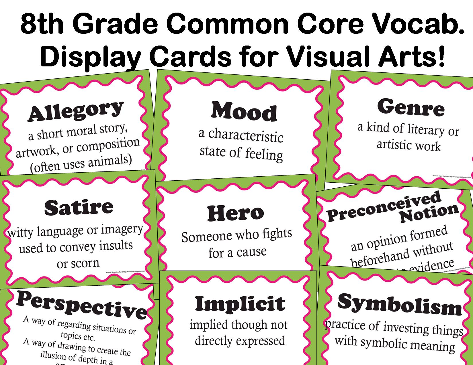 The SmARTteacher Resource Common Core Language Arts Vocab For Visual Arts For 8th Grade